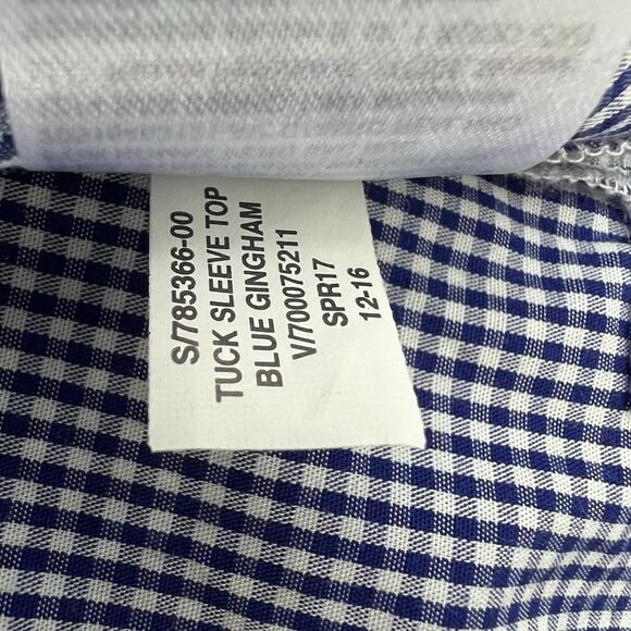 Banana Republic Gingham Tuck Sleeve Shirt Large Blue Tie Check Elevated Pairie - Picture 10 of 12